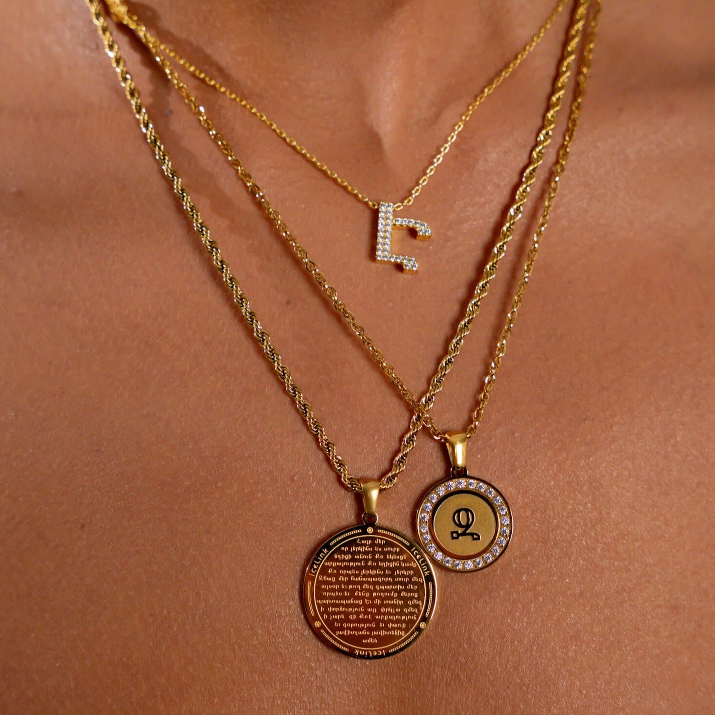 Armenian Hayr Mer Necklace Necklaces IceLink-RAN Gold PVD  